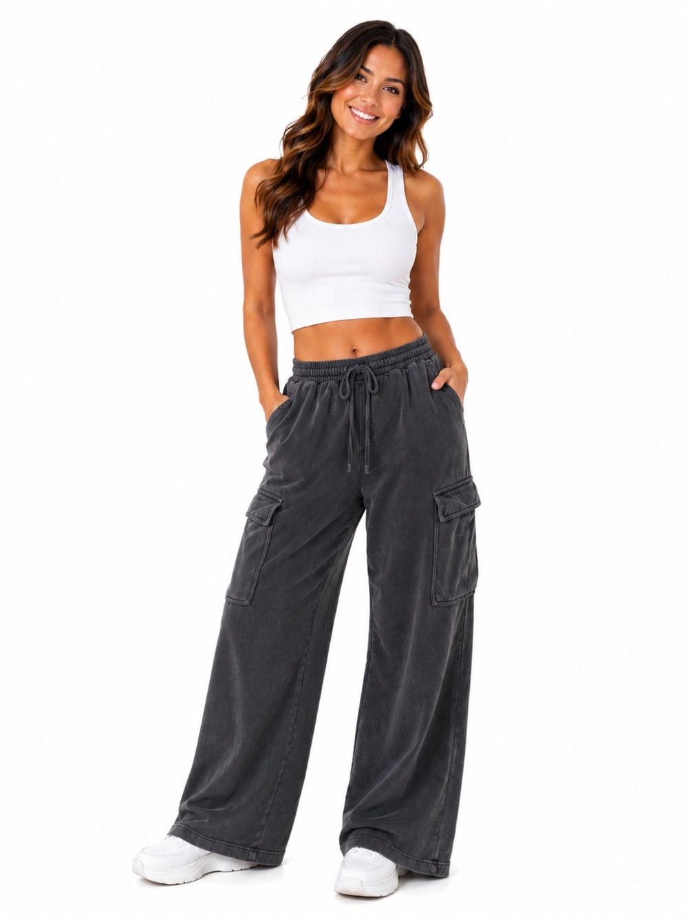 Old Navy Wide-Leg Cargo Pull-On Pants — Charcoal LS